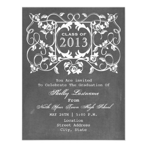 Vintage ChaIk Inspired & Roses Graduation Invite (front side)