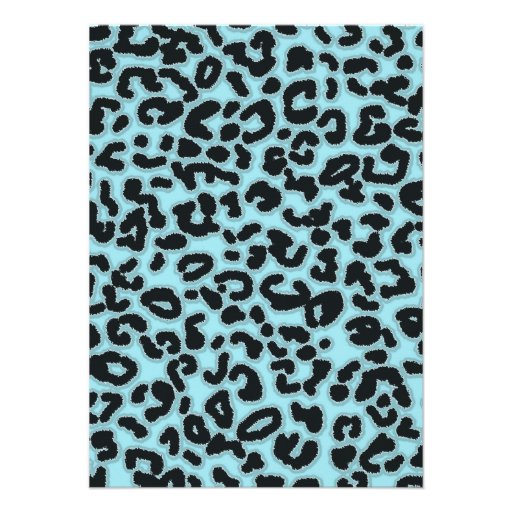 Vintage Chalk Blizzard Blue Leopard Animal Print Invite