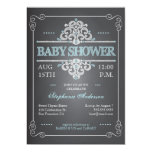 Vintage Chalkboard Baby Shower Boy Blue Invitation