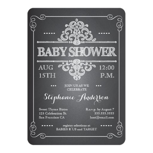 Vintage Chalkboard Baby Shower Neutral Invitation