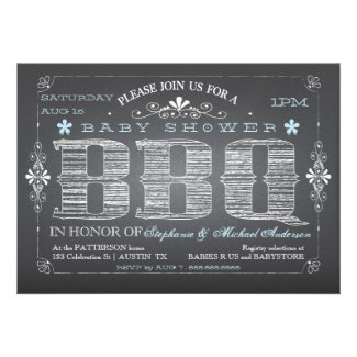 Vintage Chalkboard Boy Baby Shower BBQ Invitation