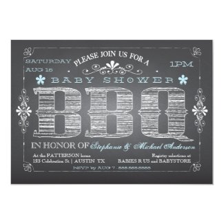 Vintage Chalkboard Boy Baby Shower BBQ Invitation 5" X 7" Invitation Card