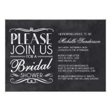 Vintage Chalkboard Bridal Shower Custom Announcements