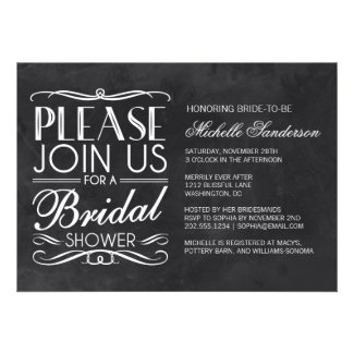 Vintage Chalkboard Bridal Shower Custom Announcements