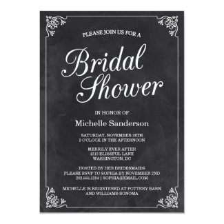 Vintage Chalkboard Bridal Shower 5x7 Paper Invitation Card