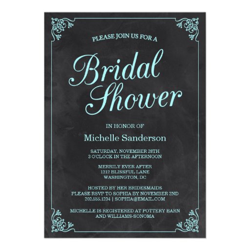 Vintage Chalkboard Bridal Shower Custom Announcements