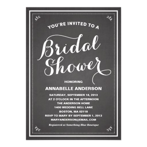 Vintage Chalkboard Bridal Shower Invitation