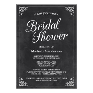 Vintage Chalkboard Bridal Shower Invites