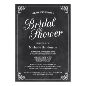Vintage Chalkboard Bridal Shower Invites