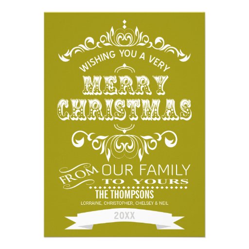 Vintage Chalkboard Christmas Greeting Card-bamboo Custom Invite