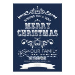 Vintage Chalkboard Christmas Greeting Card-indigo Custom Invitation