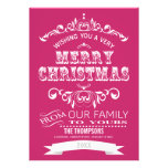 Vintage Chalkboard Christmas Greeting Card-pink Invitation