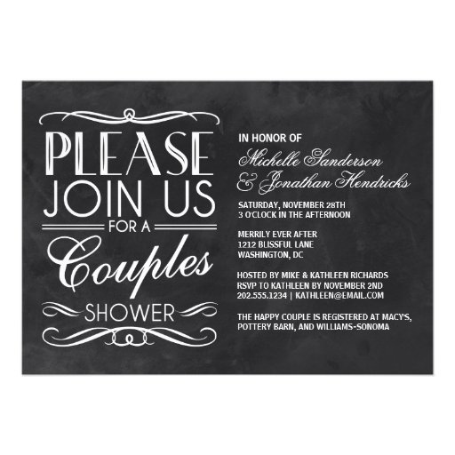 Vintage Chalkboard Couples Shower Cards (front side)