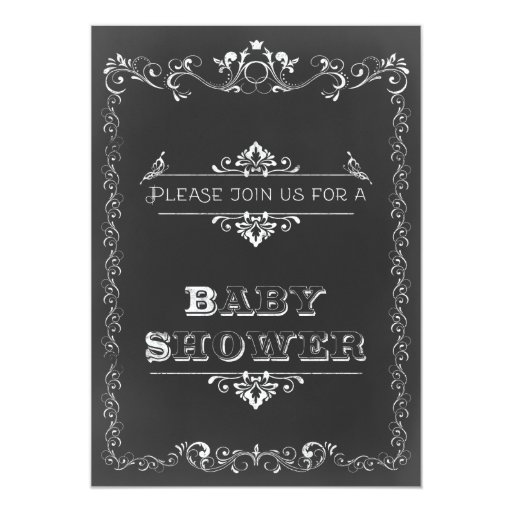 Vintage Chalkboard Double Sided Baby Shower Announcement