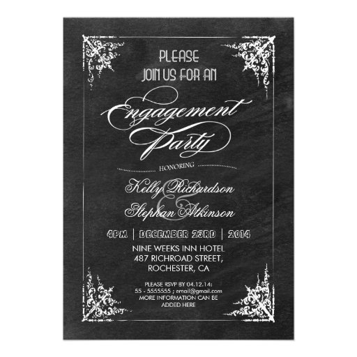 vintage chalkboard engagement party invitations