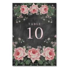   Vintage Chalkboard Floral Table Number Cards Table Card