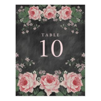 CHALKBOARD FLOWERS TABLE NUMBER POST CARDS
