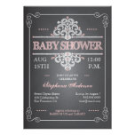 Vintage Chalkboard Girl Baby Shower Invitation