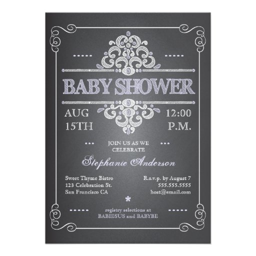 Vintage Chalkboard Girl Baby Shower Invitation (front side)