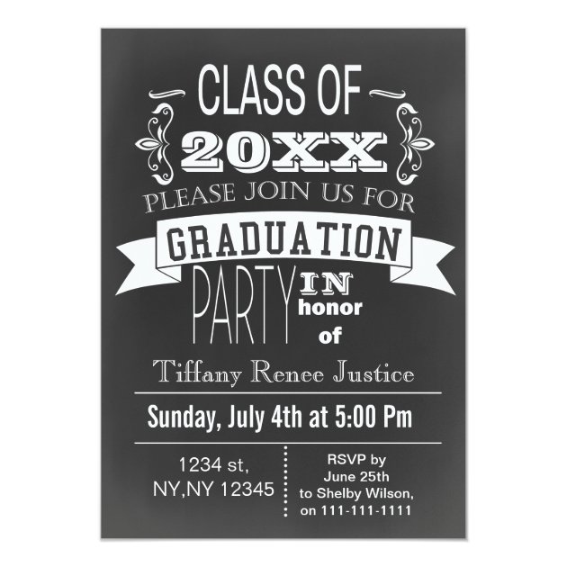 Vintage Chalkboard Graduation party Invitation (front side)
