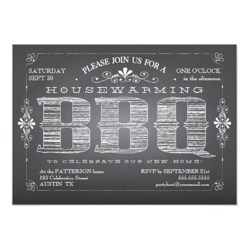vintage chalkboard housewarming bbq invitation zazzle housewarming bbq invitation