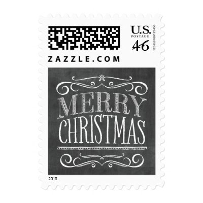 Vintage Chalkboard Lettering Merry Christmas Stamp