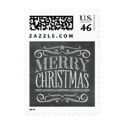 Vintage Chalkboard Lettering Merry Christmas Stamp