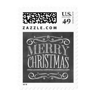 Vintage Chalkboard Lettering Merry Christmas Stamp
