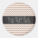 Vintage Chalkboard look; Brown Chevron Pattern Refrigerator Magnet