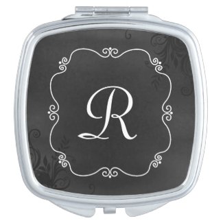 Vintage Chalkboard Look Monogram Compact Mirror