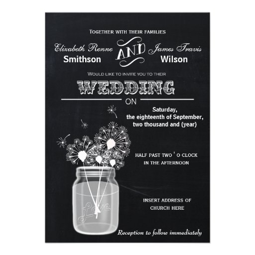 Vintage Chalkboard Mason Jar floral wedding invite
