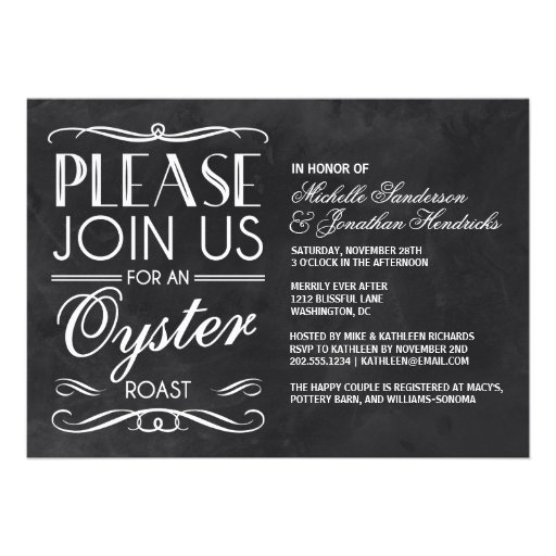 Vintage Chalkboard Oyster Roast Invites