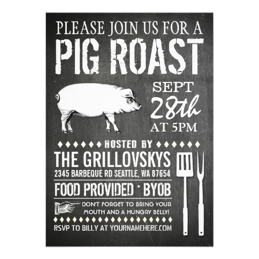 Vintage Chalkboard Pig Roast Invitation Invitation