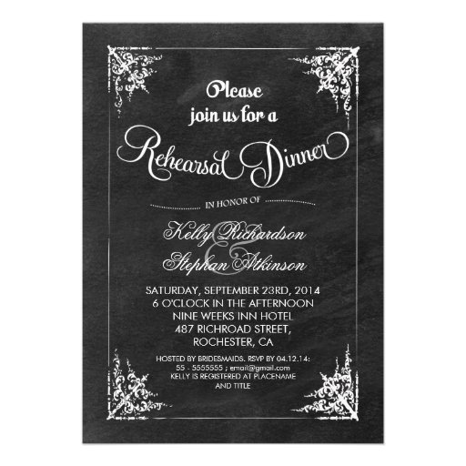 vintage chalkboard rehearsal dinner invitations