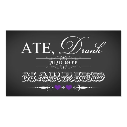 Vintage Chalkboard Style Wedding Favor Tag Purple Business Card Template