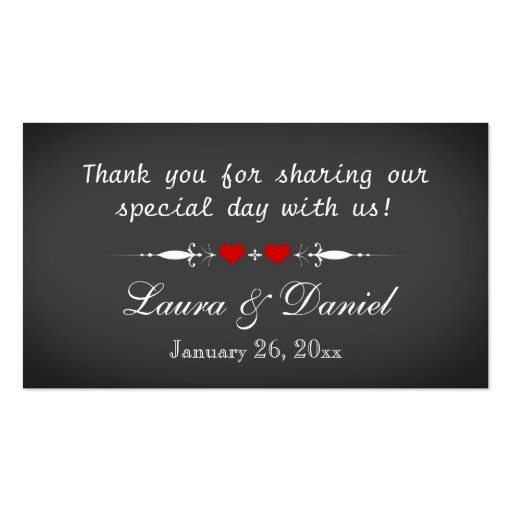 Vintage Chalkboard Style Wedding Favor Tag - Red Business Card (back side)