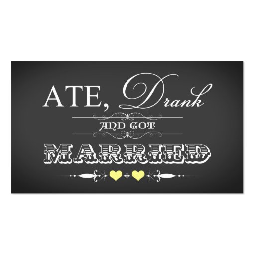 Vintage Chalkboard Style Wedding Favor Tag Yellow Business Card Templates