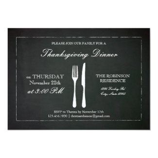 Vintage Chalkboard Thanksgiving Invitation