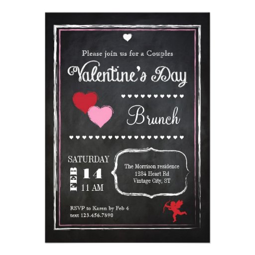 Vintage Chalkboard Valentine's Day Invitation (front side)