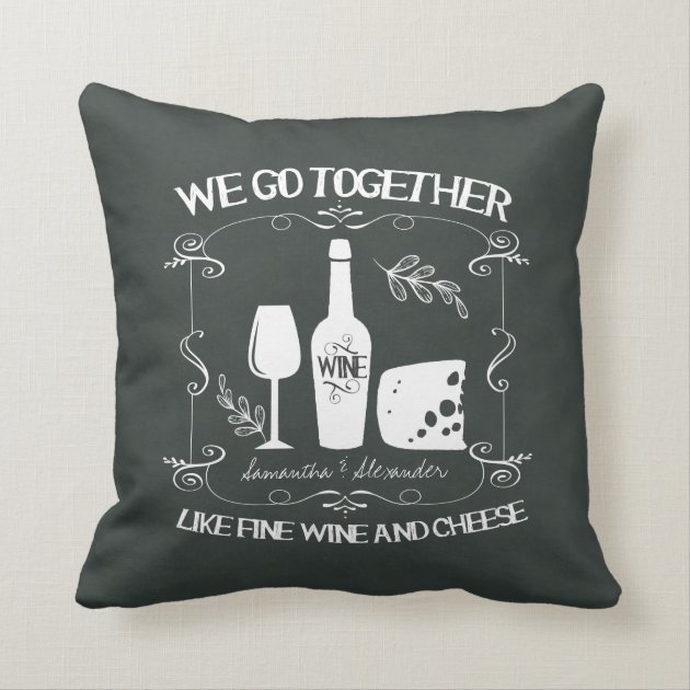 Vintage Chalkboard We Go Together Typography Pillow