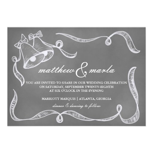 Vintage Chalkboard Wedding Bells Invitation (front side)