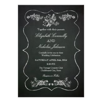 Vintage Chalkboard Wedding Invitation