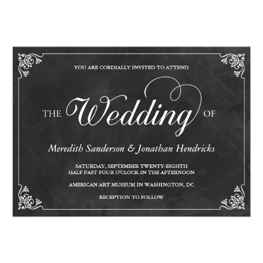 Vintage Chalkboard Wedding Personalized Announcements