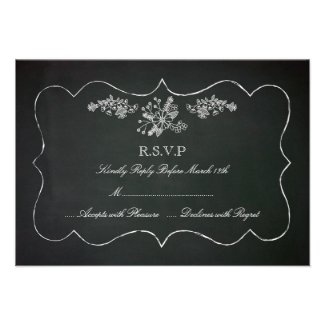 Vintage Chalkboard Wedding RSVP Card