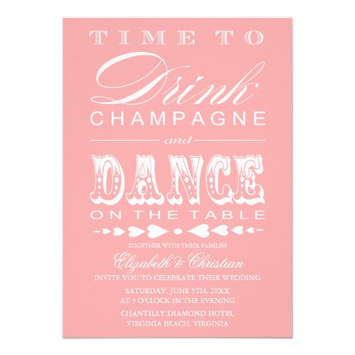 Vintage Champagne Theater Bill Wedding Invitation