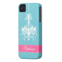 Vintage Chandelier and Damask Pattern Iphone 4 Cases