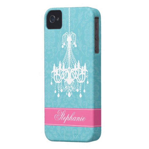 Vintage Chandelier and Damask Pattern iPhone 4 Cases