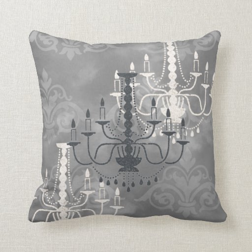 Vintage Chandelier Silver Gray Pillow Zazzle