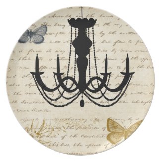 Vintage Chandelier with Butterflies Plate