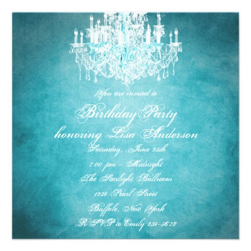 Vintage Chandelier Womans 40th Birthday Party Personalized Invitations
